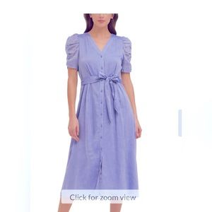 DKNY, 14, Blue Pleated Belted Ruched-Sleeve Lined Shirt Dress